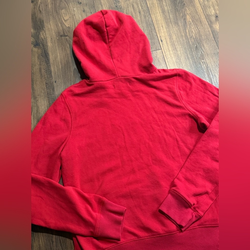 Hollister Co. Women's Script Logo Red Hoodie Sweatshirt Size Large Y2K Style - Picture 7 of 7